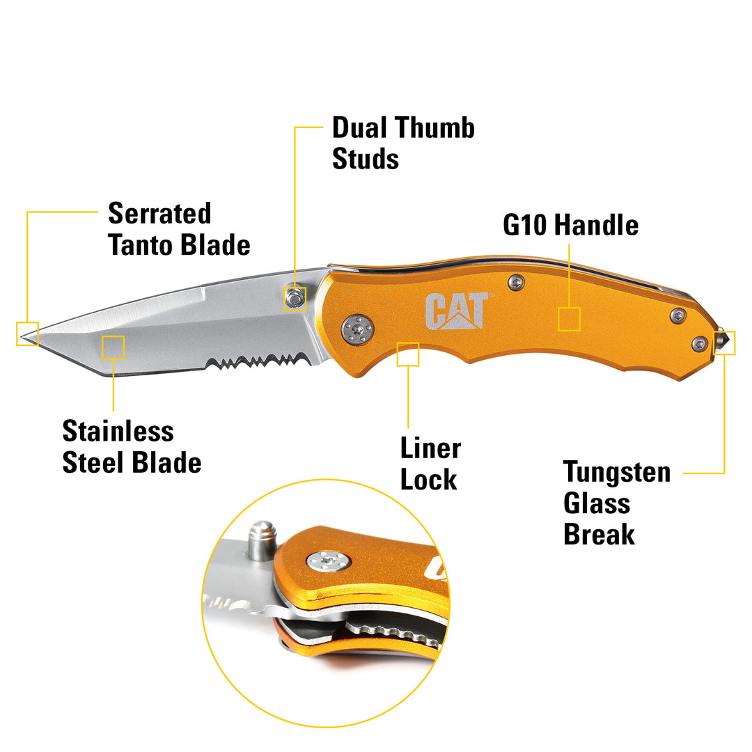 6-5/8 Inch Folding Knife with Glass Break – Cat Premium Products