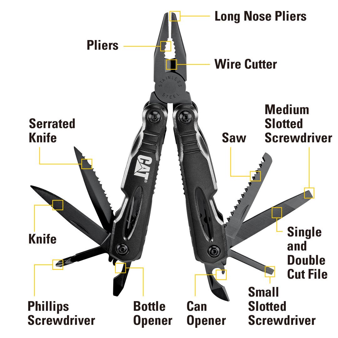 13-in-1 Multi-Tool with Black Body and Tools – Cat Premium
