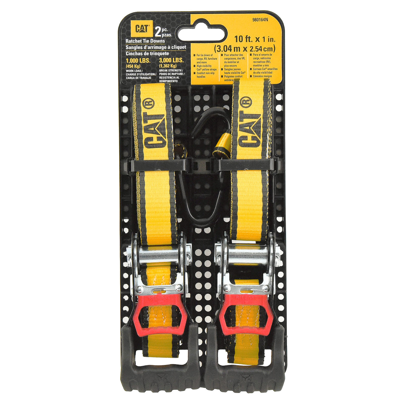 2 Piece Ratchet Tie Down Set - 10 Feet x 1 Inch (1000/3000)
