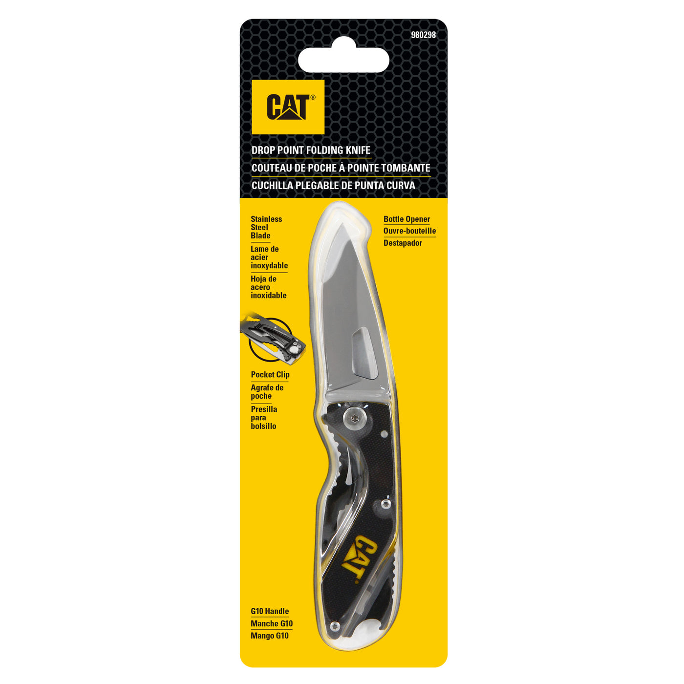 6-1/4 Inch Folding Skeleton Knife with Bottle Opener and Polished Blade
