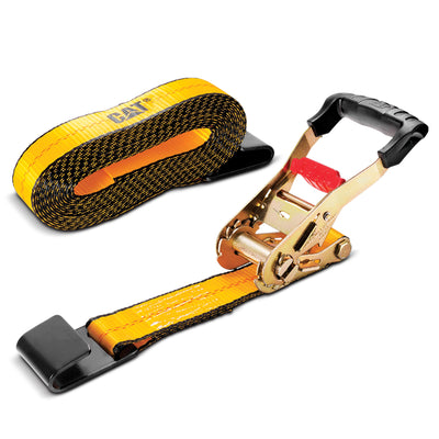Heavy Duty Ratchet Tie Down with Flat Hook - 27 Feet x 2 Inches (3300/10000)