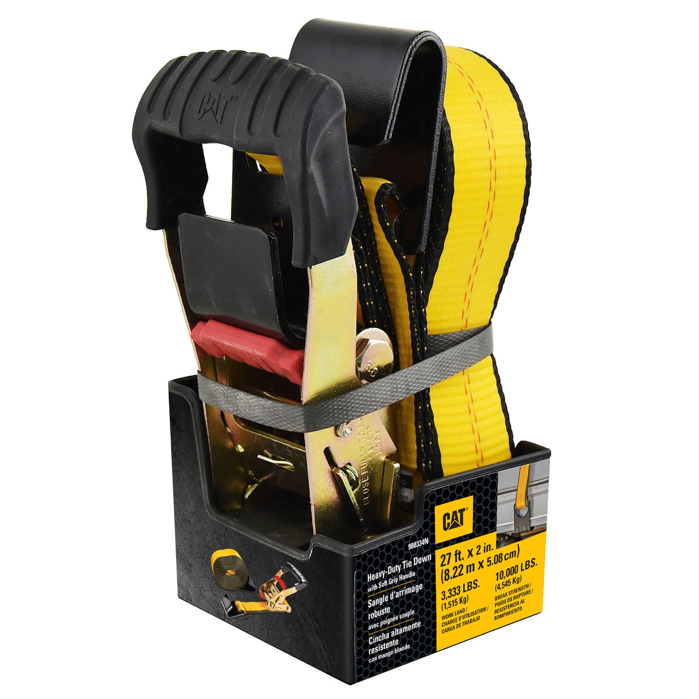 Heavy Duty Ratchet Tie Down with Flat Hook - 27 Feet x 2 Inches (3300/10000)