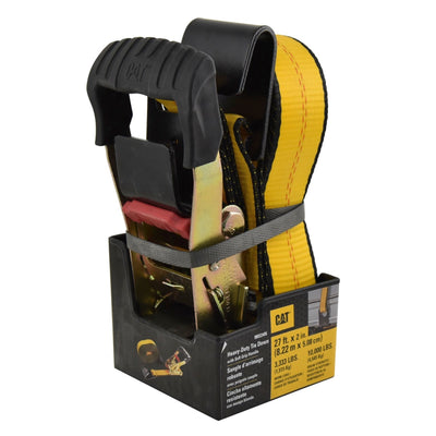 Heavy Duty Ratchet Tie Down with Flat Hook - 27 Feet x 2 Inches (3300/10000)