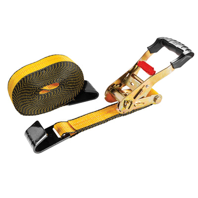 Heavy Duty Ratchet Tie Down with Flat Hook - 27 Feet x 2 Inches (3300/10000)