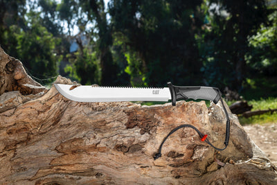 19" Straight Machete / Saw With Sheath & Shoulder Strap