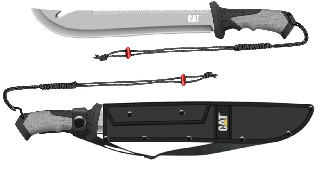 Cat 19" Straight Machete / Saw With Sheath & Shoulder Strap - 980692ECT