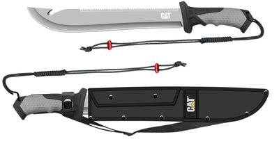19" Straight Machete / Saw With Sheath & Shoulder Strap