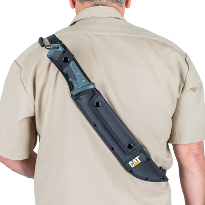 19" Straight Machete / Saw With Sheath & Shoulder Strap