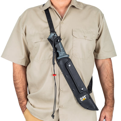 19" Straight Machete / Saw With Sheath & Shoulder Strap