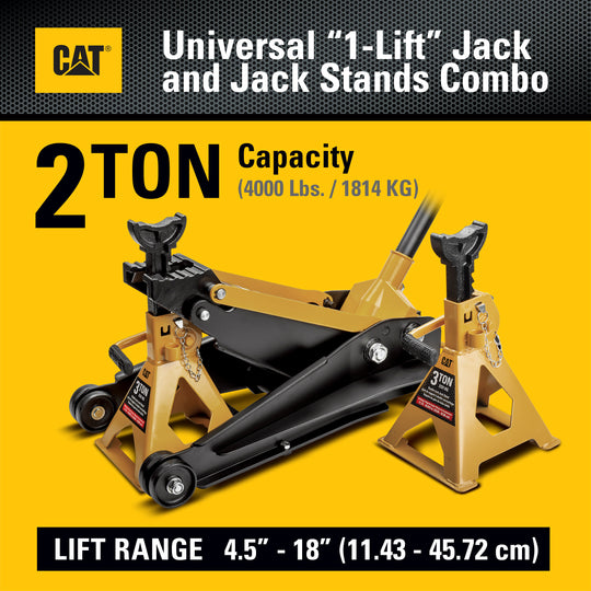 2 Ton Universal 1-Lift Jack with 3 Ton Jack Stands – Cat Premium