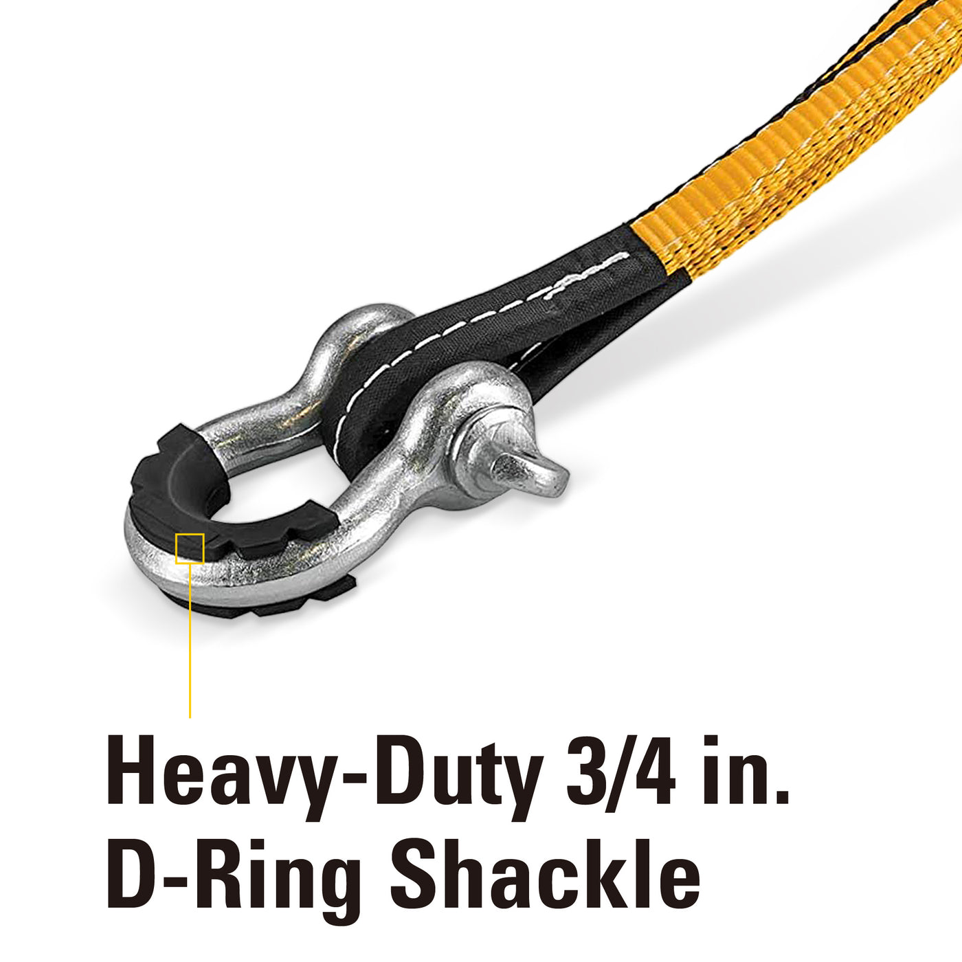 20 foot x 2-inch Tow Strap with D-Ring Shackle 9,000 Lb Capacity
