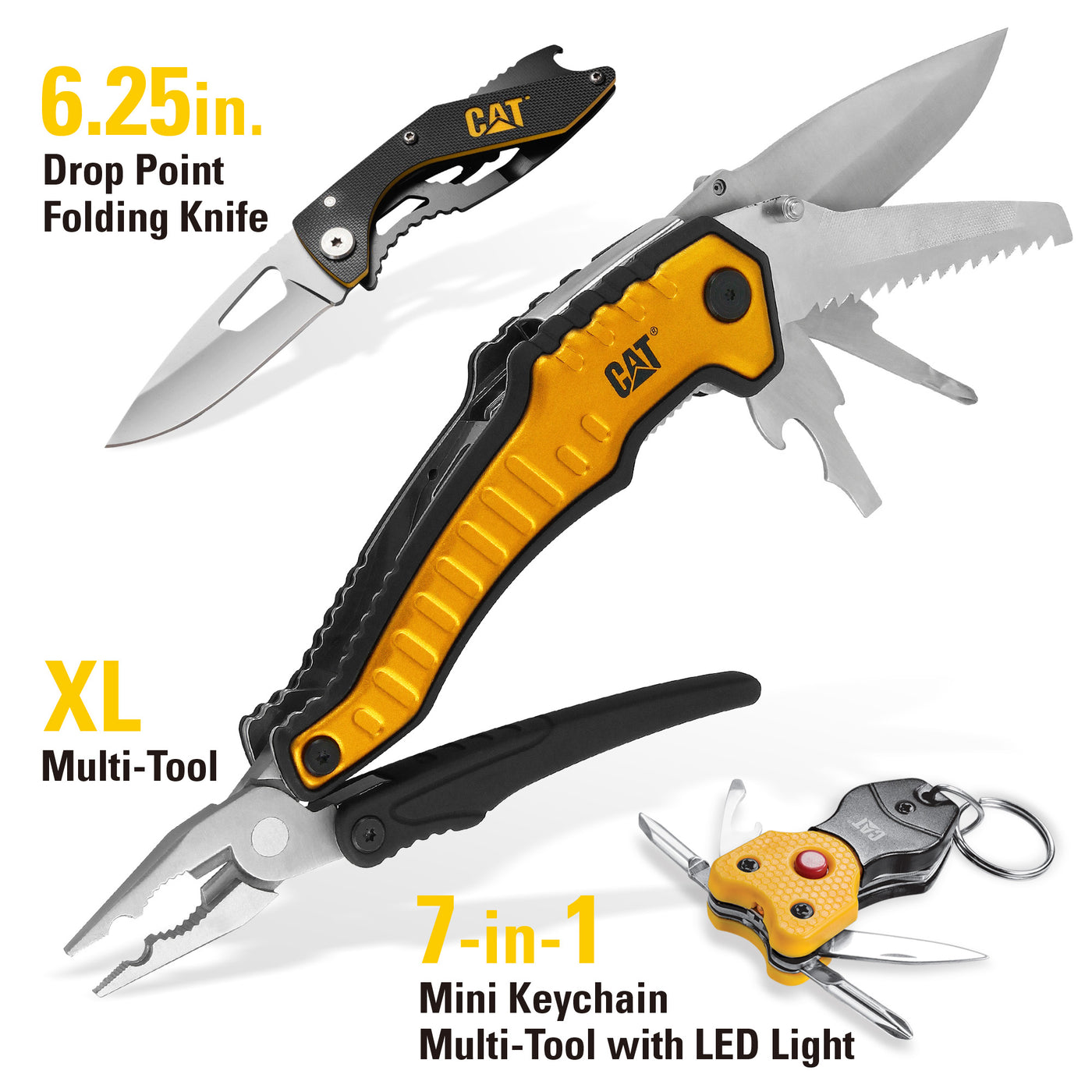 3 Piece XL Multi Tool, Knife & Key Chain Gift Set