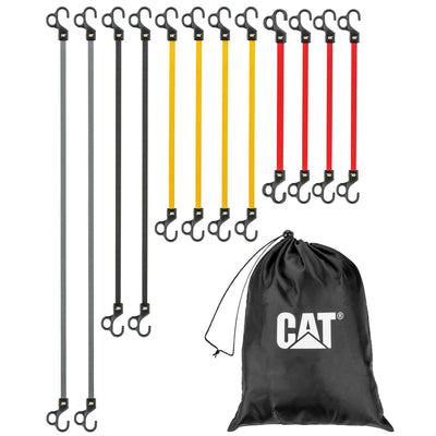 12 Piece Flat Bungee Strap with Safety Finger Hook