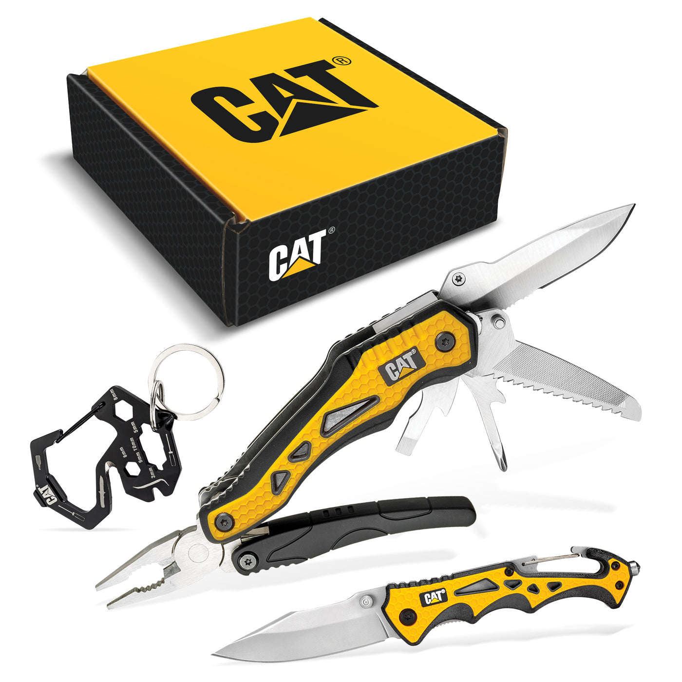 Cat 3 Piece 10-in-1 Multi-Tool, Knife, and Key Chain Gift Box Set - 240357