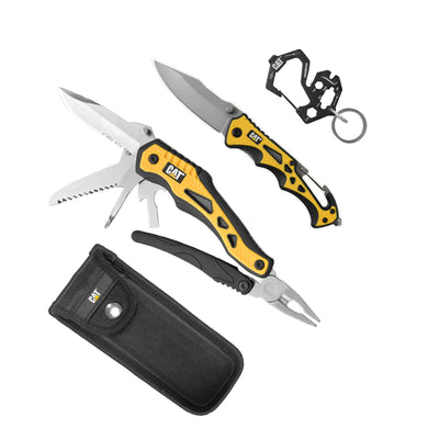 Cat 3 Piece 10-in-1 Multi-Tool, Knife, and Key Chain Gift Box Set - 240357