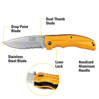 8 in. Drop-Point Serrated Folding Knife