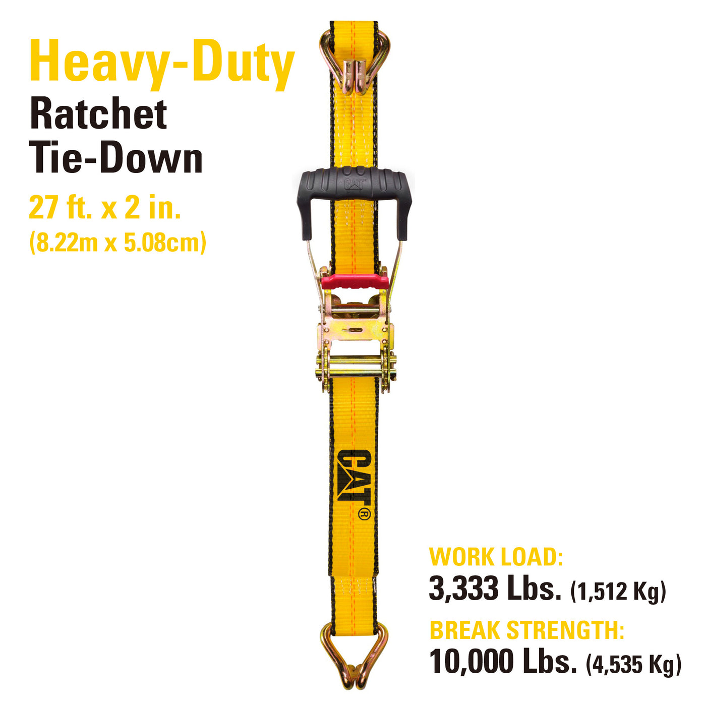 27 Ft. Ratcheting Truck Tie Down Strap J-Hook - 3333 Lb.