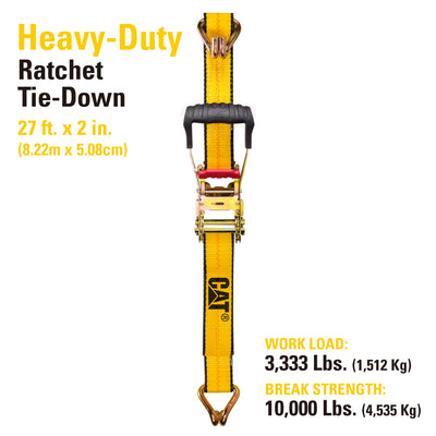 27 Ft. Ratcheting Truck Tie Down Strap J-Hook - 3333 Lb.