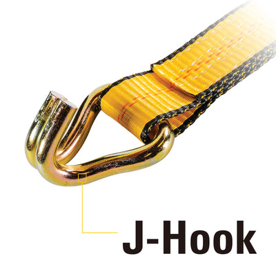 27 Ft. Ratcheting Truck Tie Down Strap J-Hook - 3333 Lb.