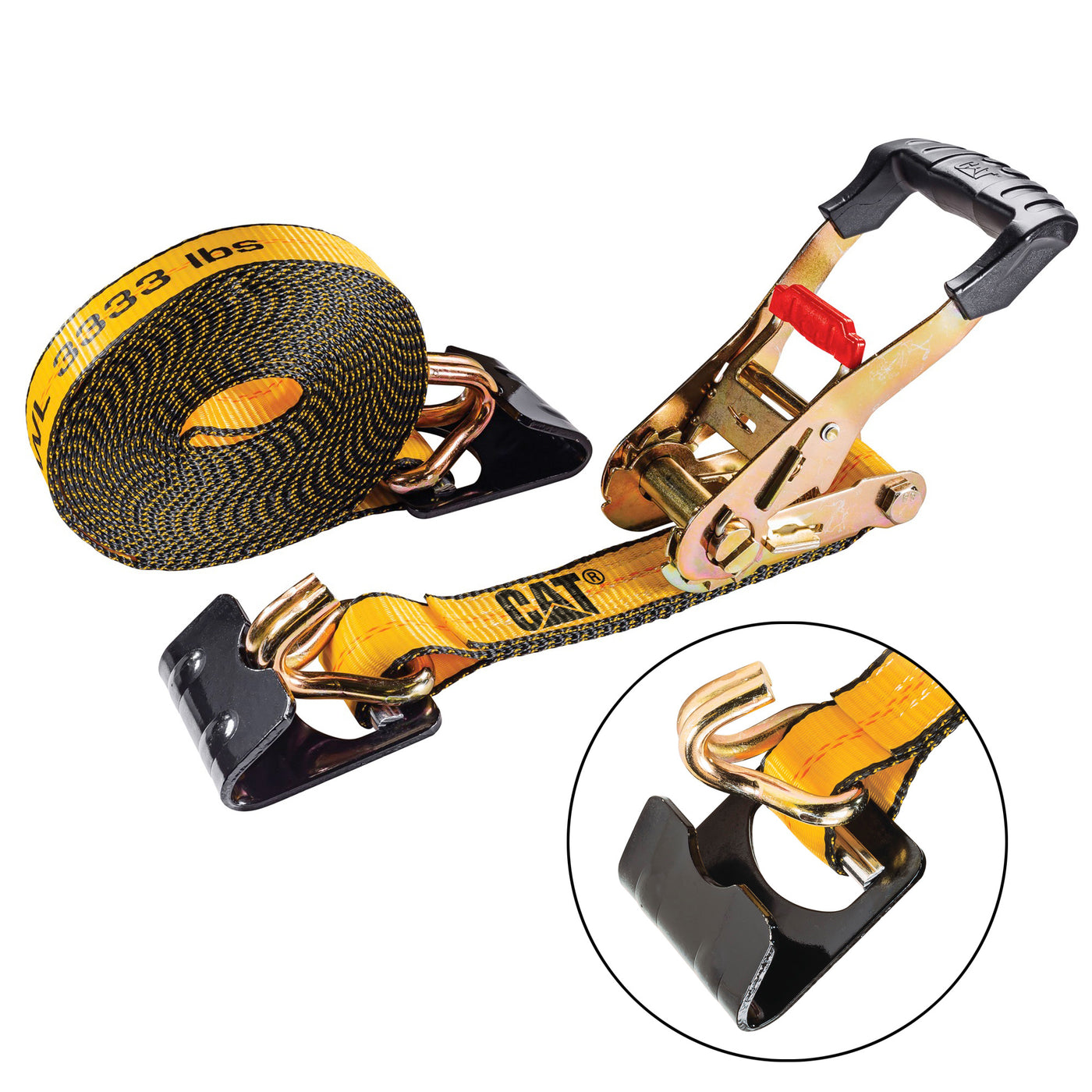Heavy Duty Ratchet Tie Down with Patented 2-in-1 Hook - 27 Feet x 2 Inches (3333/10000)
