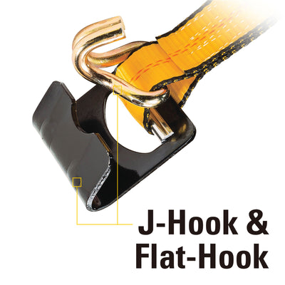 Heavy Duty Ratchet Tie Down with Patented 2-in-1 Hook - 27 Feet x 2 Inches (3333/10000)