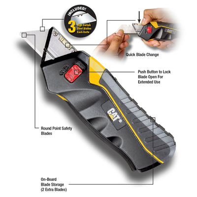 4 Pack - Safety Utility Knife Box Cutter Self-Retracting Blade with 3 Blades