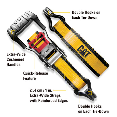 2 Piece Ratchet Tie Down Set with Soft Loops - 10 Feet x 1 Inches (1000/3000)