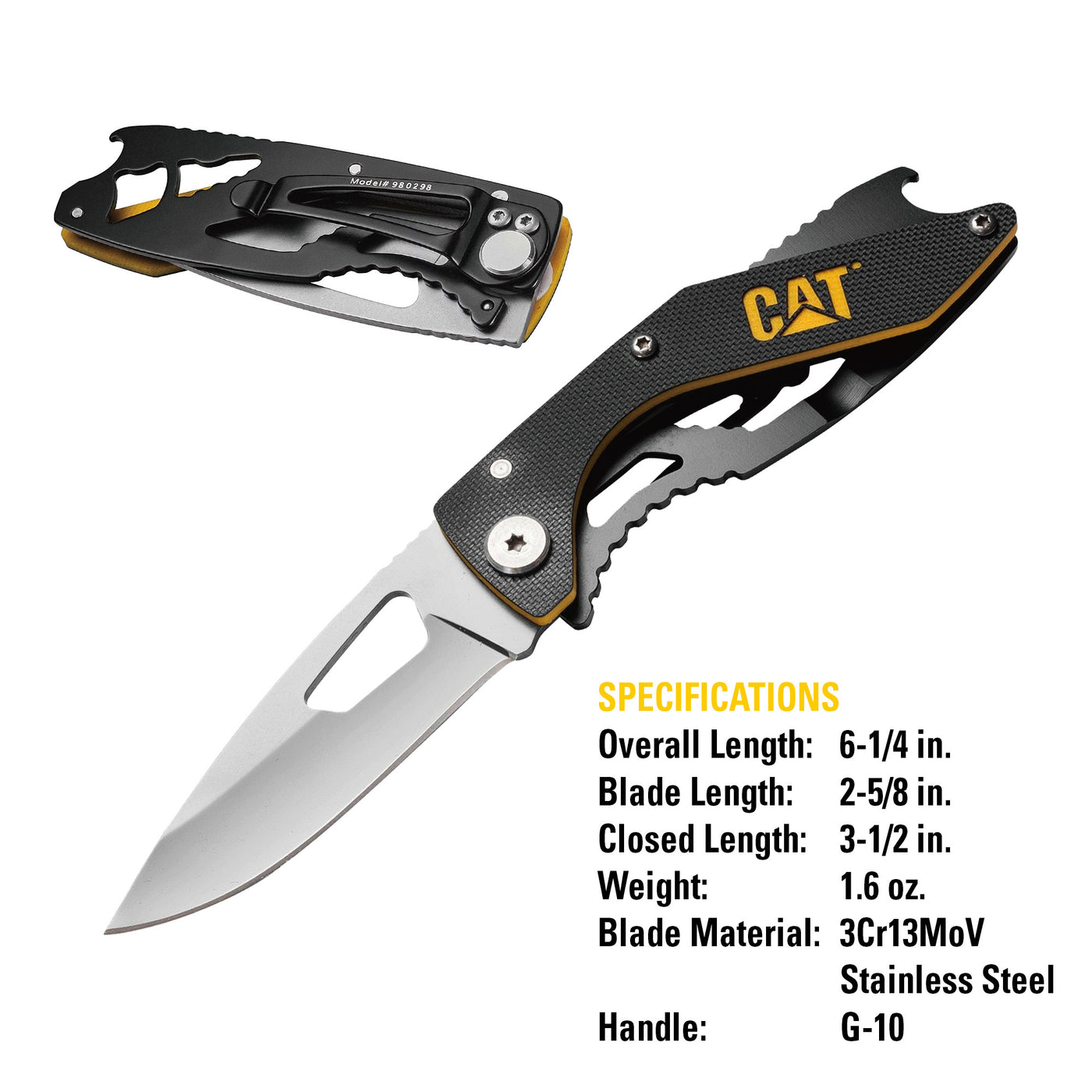 6-1/4 Inch Folding Skeleton Knife with Bottle Opener and Polished Blade