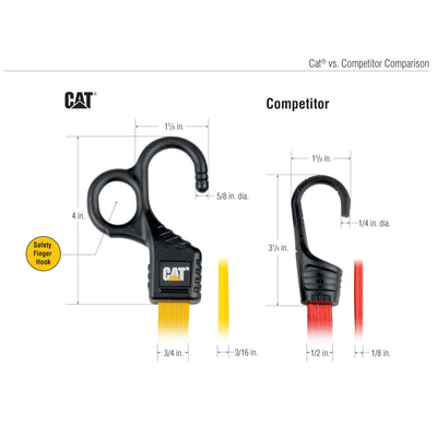 12 Piece Flat Bungee Strap with Safety Finger Hook